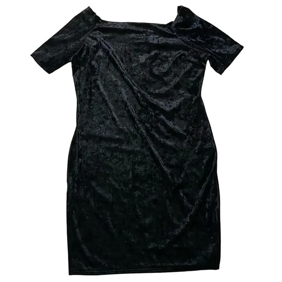 Vintage Banabee Black Velvet Off Shoulder Cocktail Dress Women's Size XXL - Picture 1 of 10